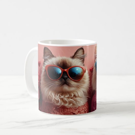 Perzische kat met hart Rozen Valentijnsdag Koffiemok (Voorkant links)