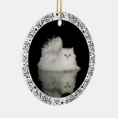 Perzische kat met jade groene ogen keramisch ornament (Rechts)