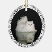 Perzische kat met jade groene ogen keramisch ornament (Links)