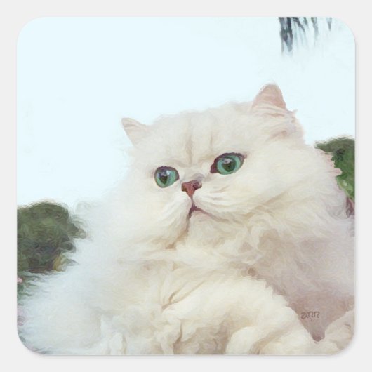 Perzische kat met jade ogen vierkante sticker (Voorkant)
