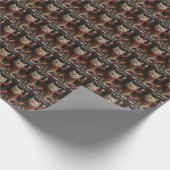 Perzische kat met kerstcadeaus open haard cadeaupapier (Hoek)