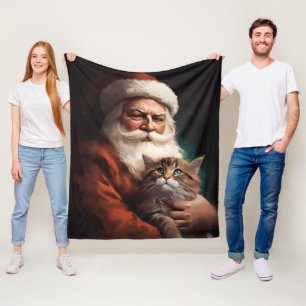 Perzische kat met Kerstman Festive Kerstmis  Fleece Deken