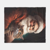 Perzische kat met Kerstman Festive Kerstmis Fleece Deken (Voorkant (Horizontaal))