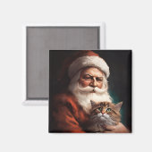 Perzische kat met Kerstman Kerstfeest Magneet (Voorkant / Achterkant)