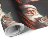 Perzische kat met Kerstman Kerstmis Cadeaupapier (Rol Hoek)