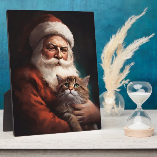 Perzische kat met Kerstman Kerstmis  Fotoplaat (Zijkant)