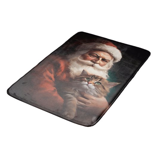 Perzische Kat Met Sinterklaas Feestelijke Kerstmis Badmat (Gekanteld)
