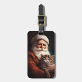 Perzische Kat Met Sinterklaas Feestelijke Kerstmis Bagagelabel (Voorkant verticaal)