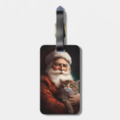 Perzische Kat Met Sinterklaas Feestelijke Kerstmis Bagagelabel (Achterkant verticaal)