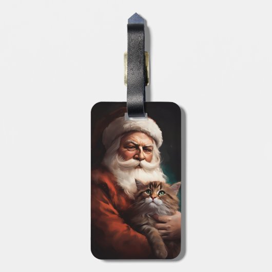 Perzische Kat Met Sinterklaas Feestelijke Kerstmis Bagagelabel (Achterkant verticaal)