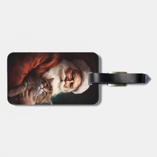 Perzische Kat Met Sinterklaas Feestelijke Kerstmis Bagagelabel (Achterkant horizontaal)