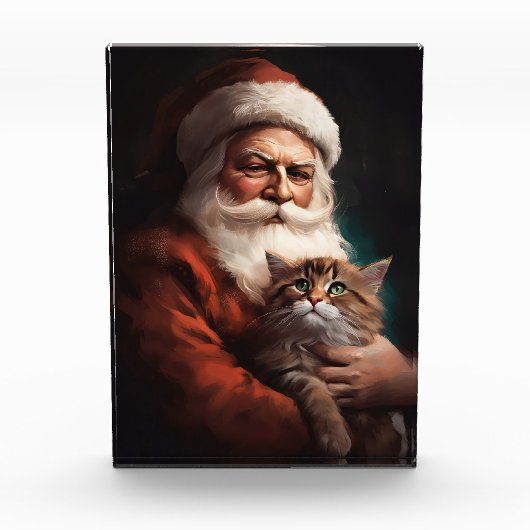 Perzische Kat Met Sinterklaas Feestelijke Kerstmis Fotoblokken (Voorkant)