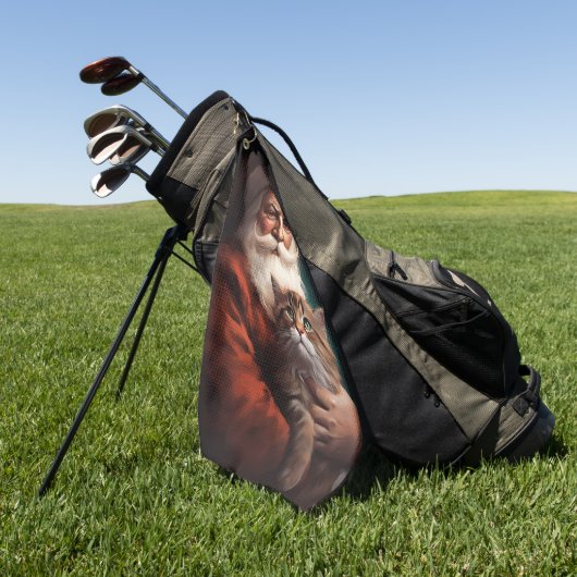 Perzische Kat Met Sinterklaas Feestelijke Kerstmis Golfhanddoek