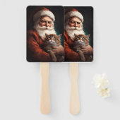 Perzische Kat Met Sinterklaas Feestelijke Kerstmis Handwaaier (Voorkant en achterkant)