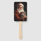 Perzische Kat Met Sinterklaas Feestelijke Kerstmis Handwaaier (Achterkant)