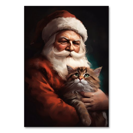 Perzische Kat Met Sinterklaas Feestelijke Kerstmis Kaart (Voorkant)