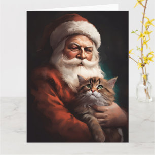 Perzische Kat Met Sinterklaas Feestelijke Kerstmis Kaart
