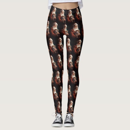 Perzische Kat Met Sinterklaas Feestelijke Kerstmis Leggings (Voorkant)