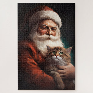 Perzische Kat Met Sinterklaas Feestelijke Kerstmis Legpuzzel