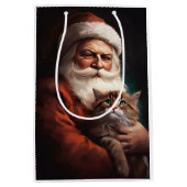 Perzische Kat Met Sinterklaas Feestelijke Kerstmis Medium Cadeauzakje (Voorkant)