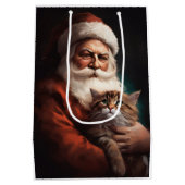 Perzische Kat Met Sinterklaas Feestelijke Kerstmis Medium Cadeauzakje (Achterkant)