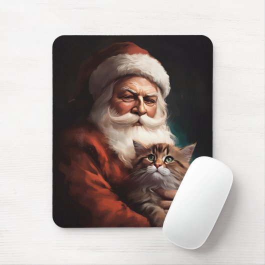 Perzische Kat Met Sinterklaas Feestelijke Kerstmis Muismat (Met muis)
