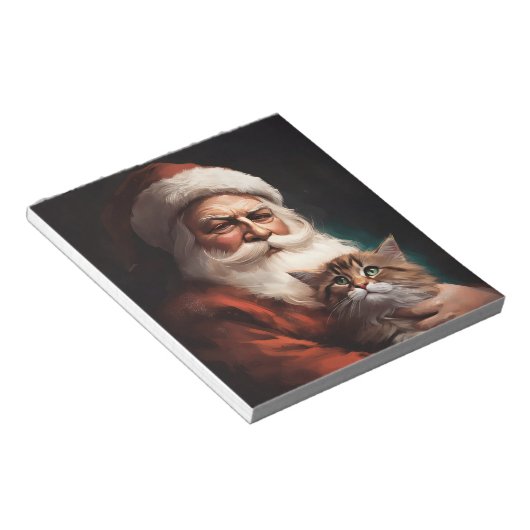 Perzische Kat Met Sinterklaas Feestelijke Kerstmis Notitieblok (Schuin)