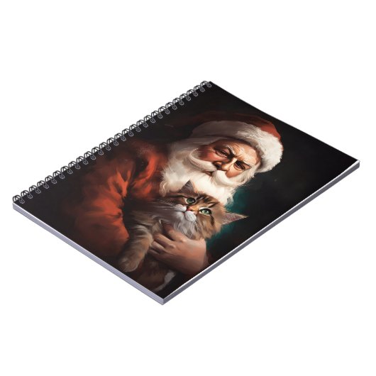 Perzische Kat Met Sinterklaas Feestelijke Kerstmis Notitieboek (Linkerzijde)