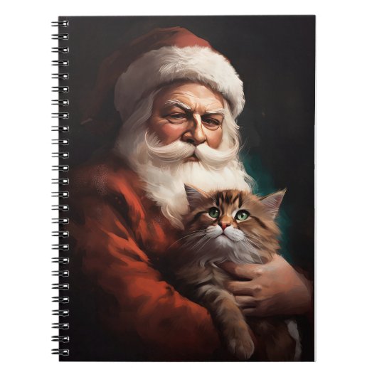 Perzische Kat Met Sinterklaas Feestelijke Kerstmis Notitieboek (Voorkant)