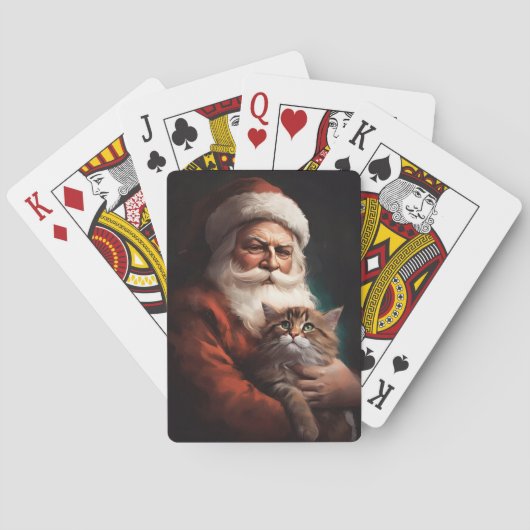 Perzische Kat Met Sinterklaas Feestelijke Kerstmis Pokerkaarten (Achterkant)