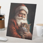Perzische Kat Met Sinterklaas Feestelijke Kerstmis Reclamebord Met Voetstuk (Insitu)