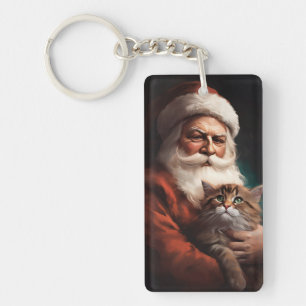 Perzische Kat Met Sinterklaas Feestelijke Kerstmis Sleutelhanger