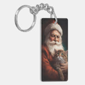 Perzische kat met Sinterklaas kerstfeest  Sleutelhanger (Voorkant Links)