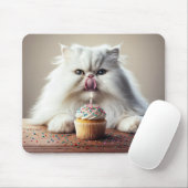 Perzische kat met verjaardagscupcake muismat (Met muis)