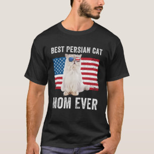 Perzische Kat Moeder Amerikaanse Flag Kat Eigenaar T-shirt