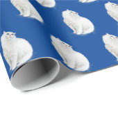 Perzische kat op blauw cadeaupapier (Rol Hoek)