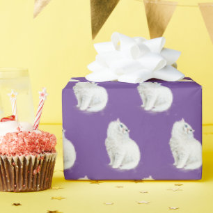 Perzische kat op Paarse Cadeaupapier