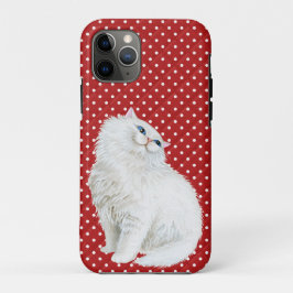 Perzische kat op rode en witte stippen Case-Mate iPhone case