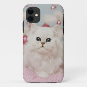 Perzische kat op roze kussen Case-Mate iPhone case