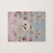 Perzische kat op roze kussen legpuzzel (Horizontaal)