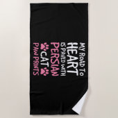 Perzische Kat Paw Paws Prints Hart Strandlaken (Voorkant)