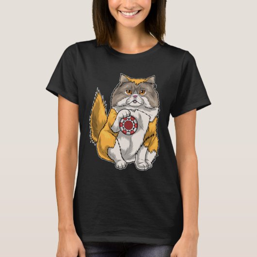 Perzische kat Poker chips T-shirt (Voorkant)