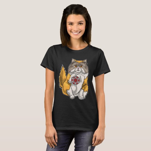 Perzische kat Poker chips T-shirt (Voorkant volledig)