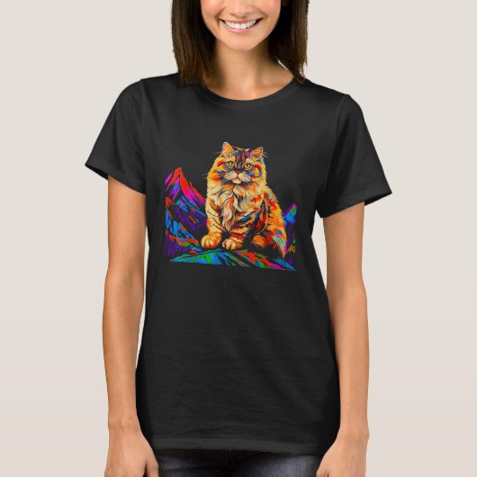 Perzische Kat Pop Art T-shirt (Voorkant)