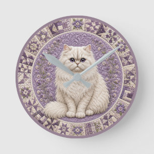 Perzische Kat Quilt Ronde Klok
