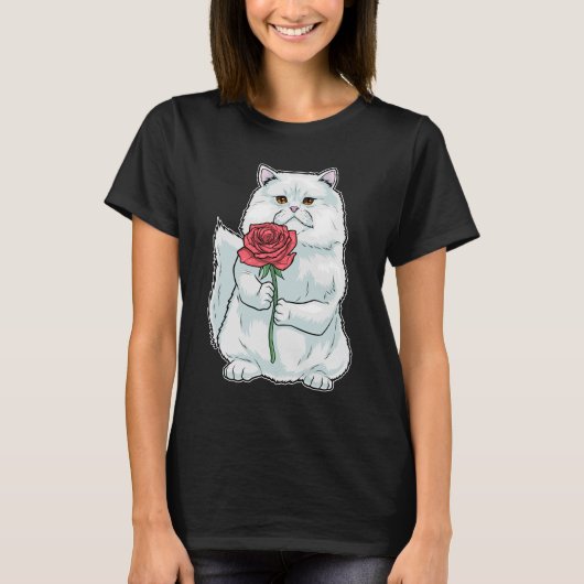 Perzische kat Roos Flower T-shirt (Voorkant)