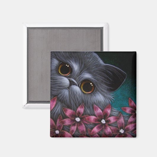 PERZISCHE KAT - ROZE BLOEMEN magneet (Voorkant / Achterkant)