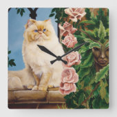 Perzische kat Rozen Dryad Vierkante Klok (Voorkant)
