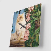 Perzische kat Rozen Dryad Vierkante Klok (Hoek)