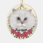 Perzische Kat Rozen Keramisch Ornament (Links)